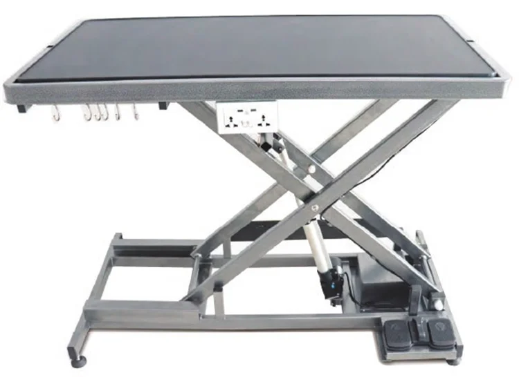 Veterinary Manual Hydraulic Lift Table, Adjustable Grooming Table for Cats Dogs, 50kg Capacity, with Arm and Noose