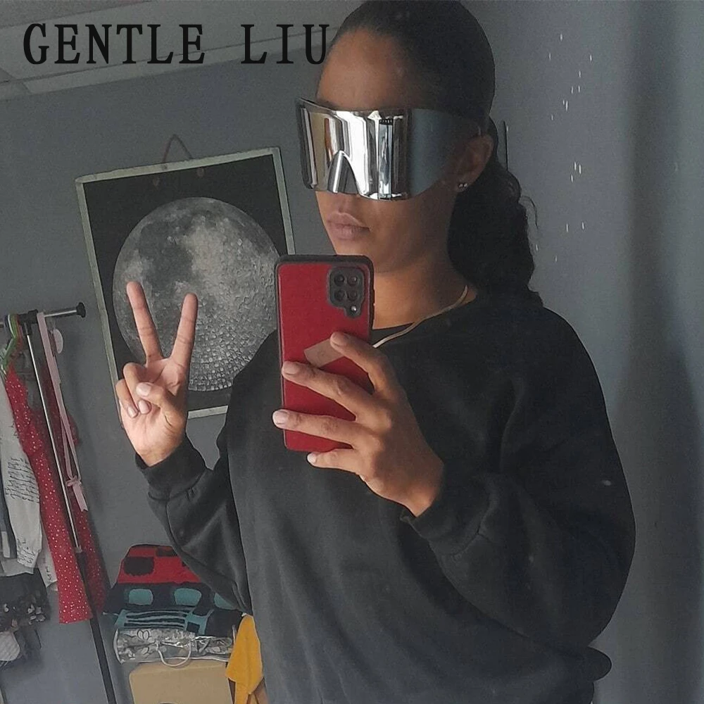 Y2k Retro Oversized Sunglasses Mask Women Punk Goggle Sports Sun Glasses For Men Women 2000\'s Brand Designer Shield Eyewear sol
