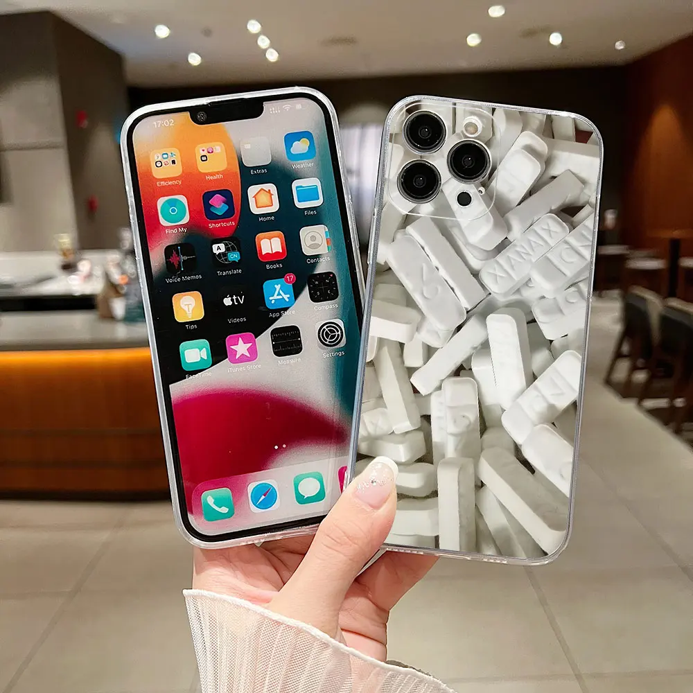 XANAX-funda de teléfono para iPhone, cubierta transparente para iPhone 15, 14, 13, 12, 11, Mini Pro Max, X, XR, XSMax, 6S, 6, 7, 8 Plus, SE20