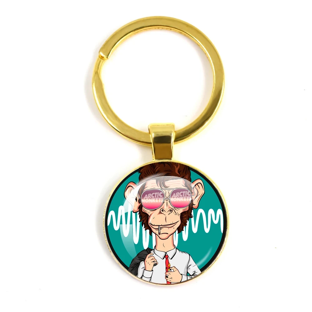 New Cartoon Arctic Monkeys Creative Design25mm Glass Cabochon Keyring Charms Keychains For Gift To Friends