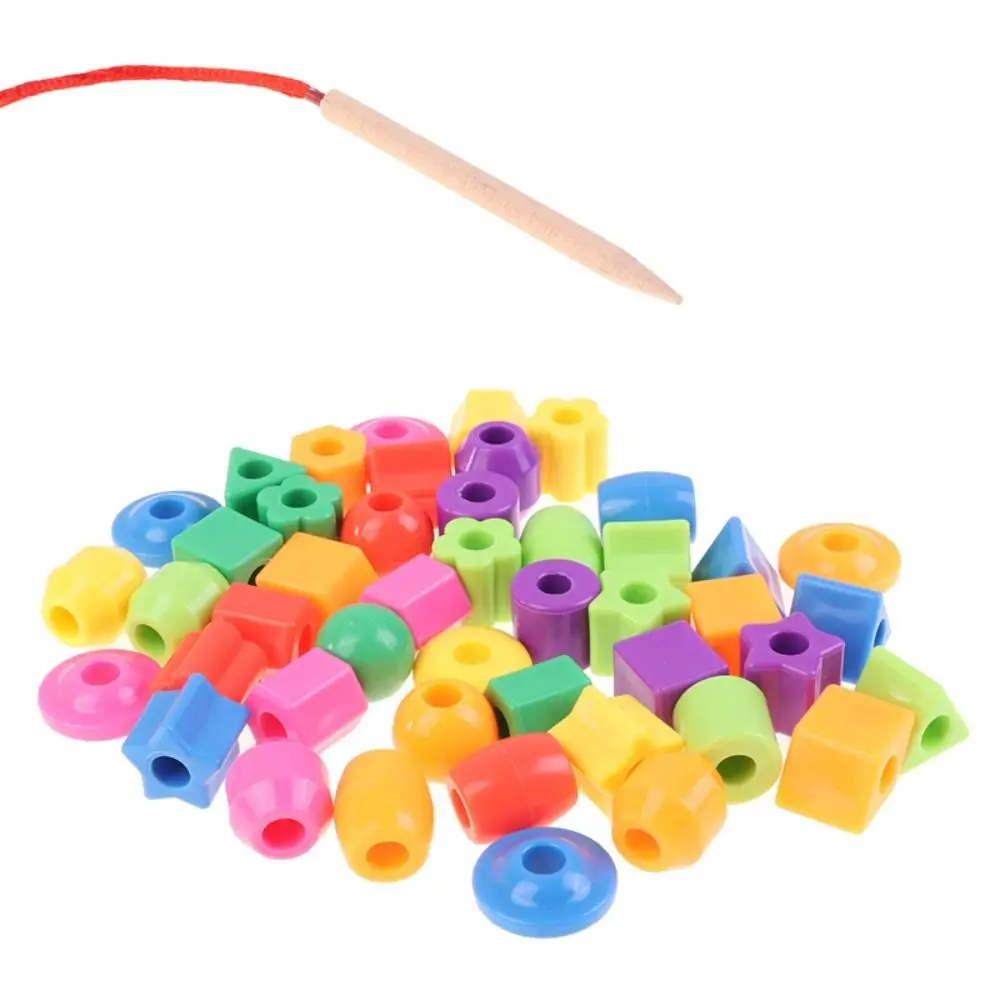 Stringing Toy Montessori Kids Primary Lacing Beads Crafts Training Toys Lacing Beads Toy Star Plastic Rainbow Lacing Beads Toys