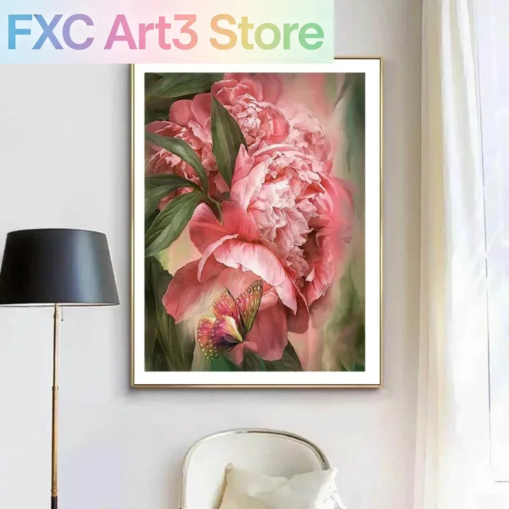Rahmenlose 1-teilige Leinwandmalerei Rosa Pfingstrosen Blumen Gemälde Poster Topfpflanzen Poster und Drucke Nordische Ländliche Leinwandkunst