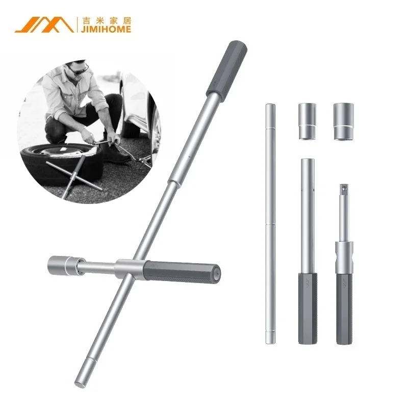 

JIMIHOME Удлиненный ключ для проушин, 4-сторонний утюг для шин для автомобиля с головками 17/19 мм и 21/23 мм для удаления гаек с проушинами