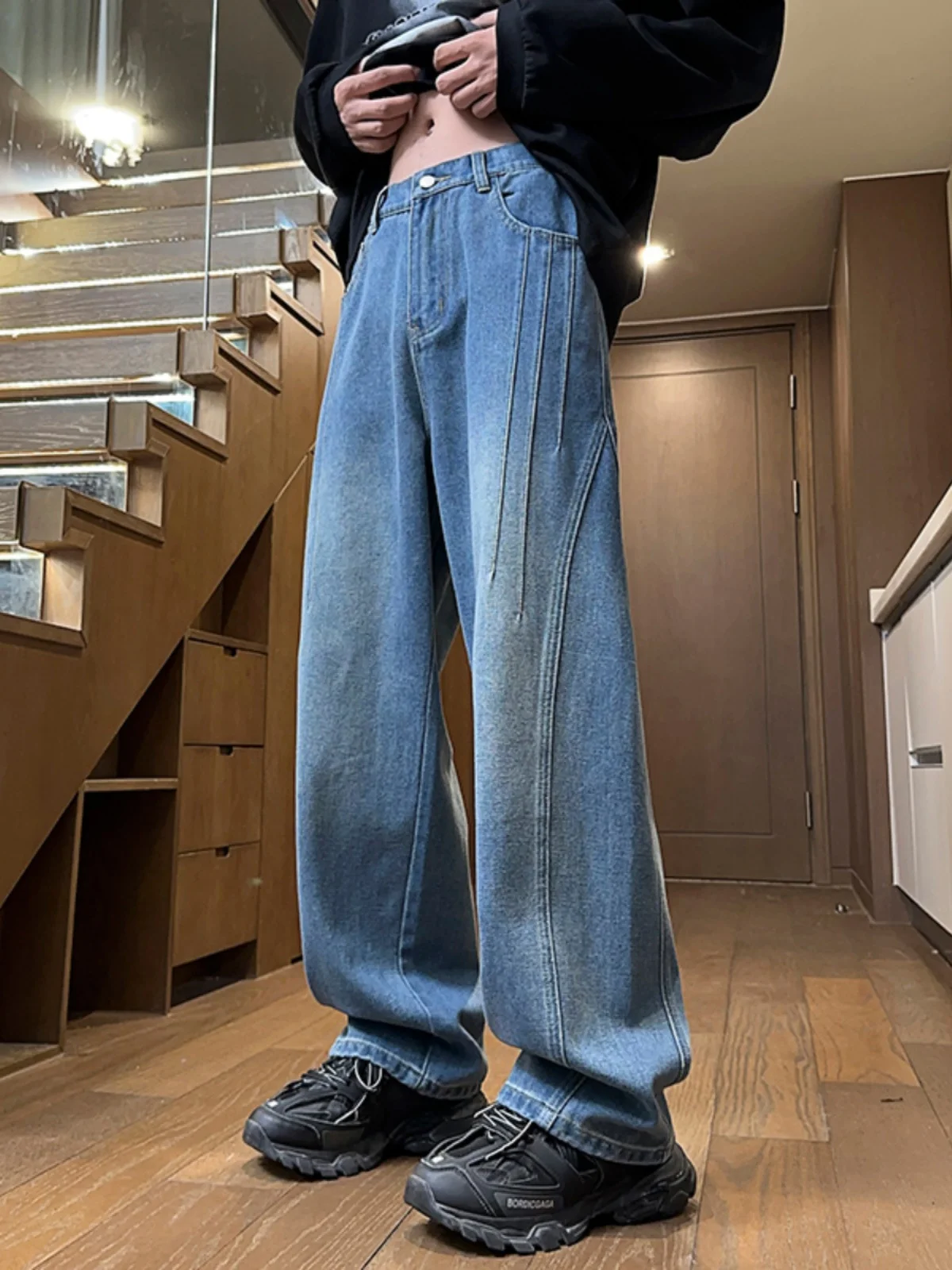 

Джинсы мужские прямого кроя Slim Fit в американском стиле, весенне-осенние, повседневные, модные, длинные брюки CleanFit