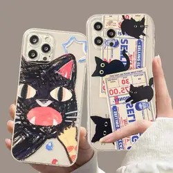 Doodle Angry Cat Case for Samsung Galaxy S23 Plus S22 Ultra S24 S21 S23 S20 FE A55 A05 A05S A54 A14 Shockproof Soft Back Cover