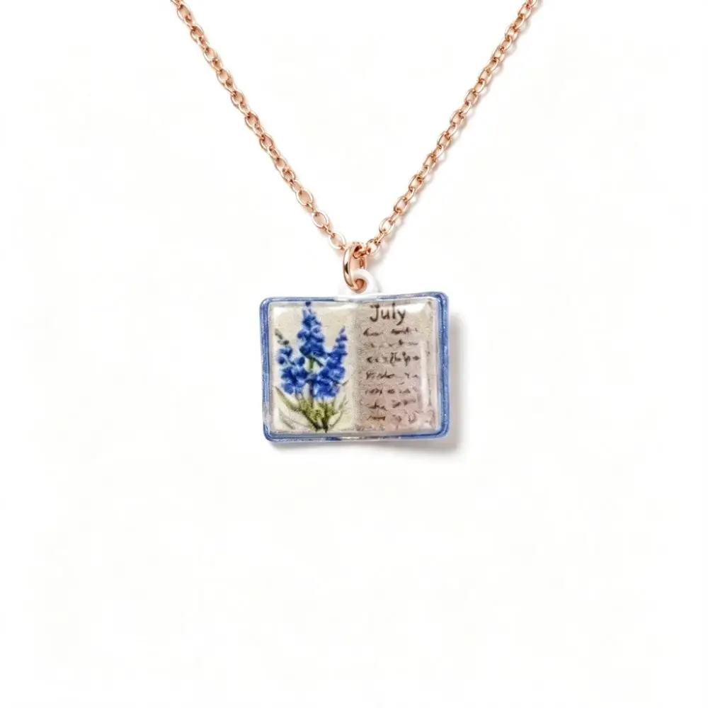 Antique Porcelain Book Pendant Necklace Vintage Style Hand-painted Pendant Necklace Design Sense Retro Style Book Necklace