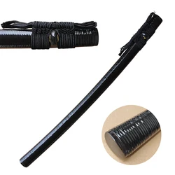 Japanese Samurai Sword Saya, Wooden Material Wrapped with Real Cane, Black Buffalo Horn (Sageo)-76cm, Protect Sheath, Scabbard