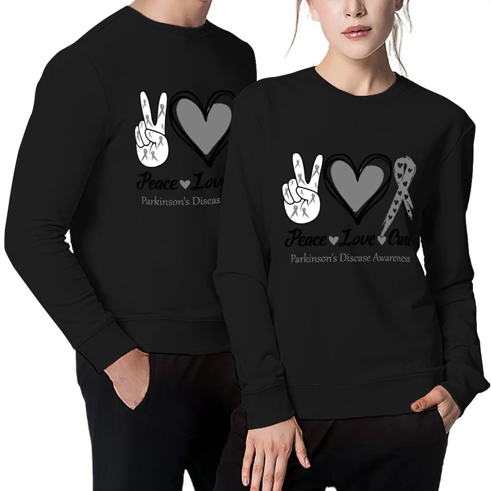 

Peace Love Cure Parkinson's Disease Awareness Pullover mens clothes anime clothes men's autumn clothes men's coat pullover