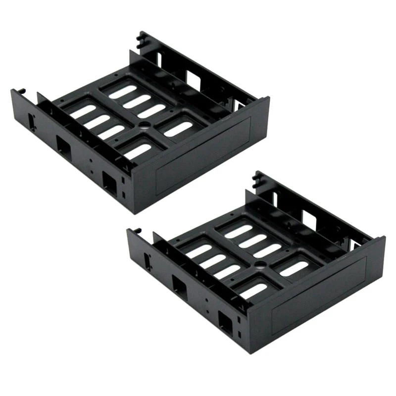 

2X 5.25 Inch CD-ROM Space To 3.5 Inch 2.5 Inch SATA HDD Mobile Rack Bracket Enclosure Black For PC