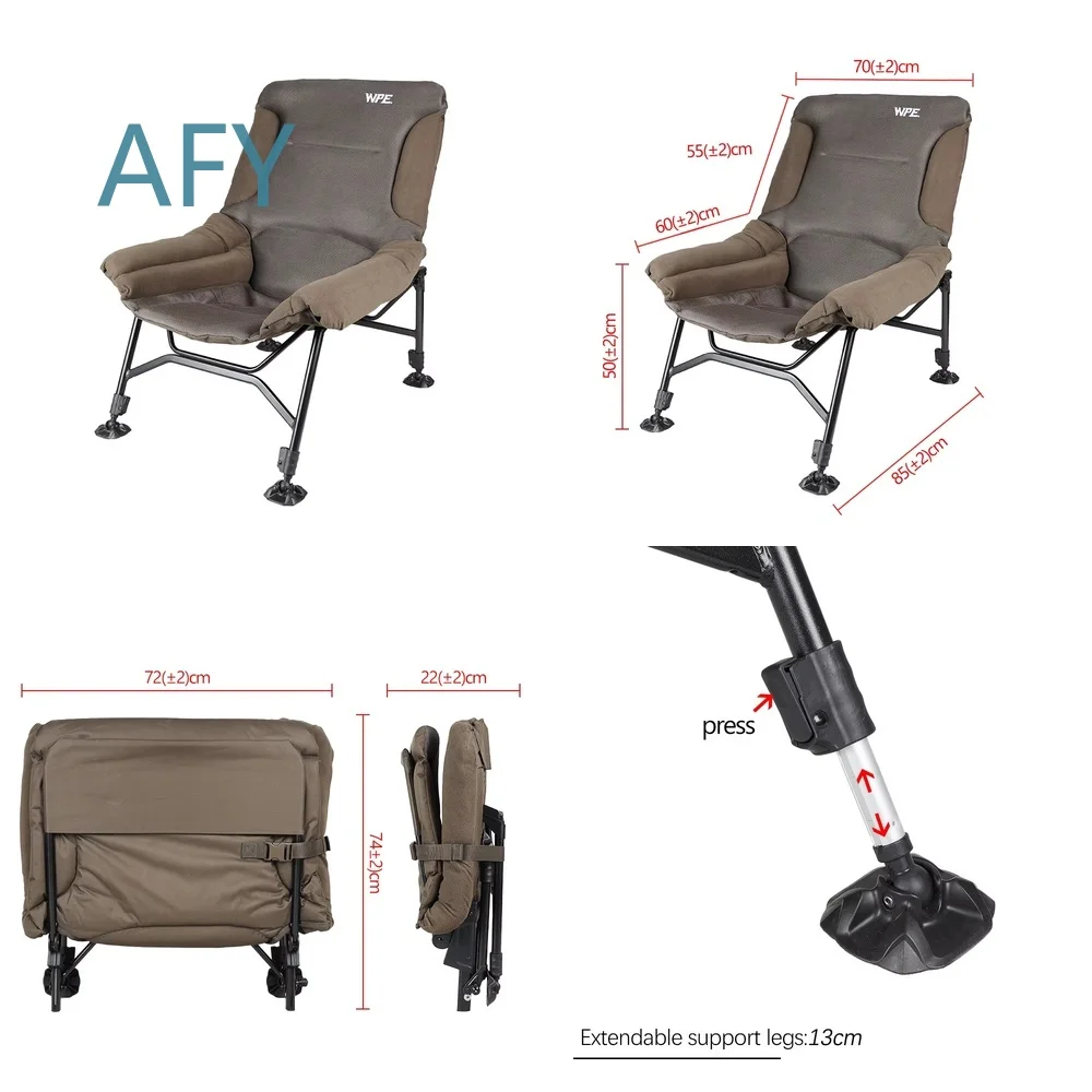 Foldable Fishing Chair for Outdoor Camping Beach Picnic Park Use Portable Steel Fishing Bed Seat with Backrest and Carry Bag