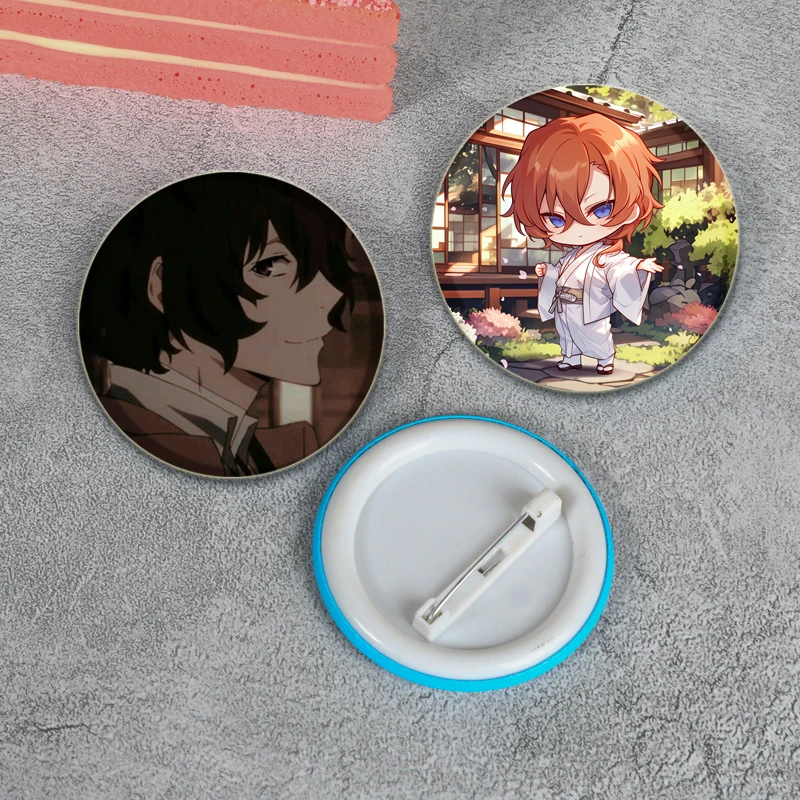 Anime Character Osamu Dazai/Akiko Yosano/Atsushi Nakajima/Kyouka Izumi Badge Button Pin Snap-on Brooch for Clothes Decoration