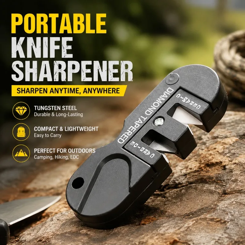Portable EDC Knife Sharpening Tool Multi‑functional Outdoor Tungsten Steel Sharpener Compact Handy Blade‑grinding Accessory
