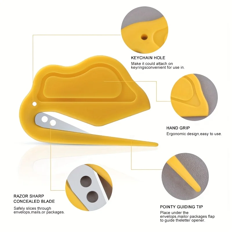 3pcs Multicolor Plastic Envelope Opener-Perfect for Letters, Mattress Covers, and Box Cutting