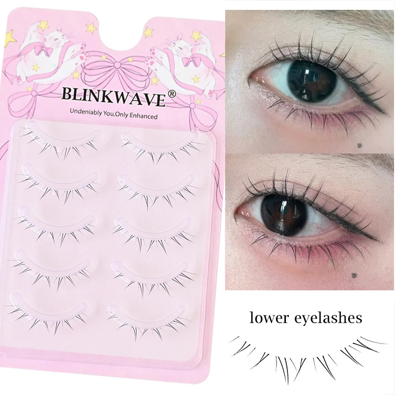 5 Paar 4-8mm Natürliche Wispy Unterwimpern Ultra Weich Natürlich Transparent Unsichtbares Band für Tägliches Make-up Unterwimpern