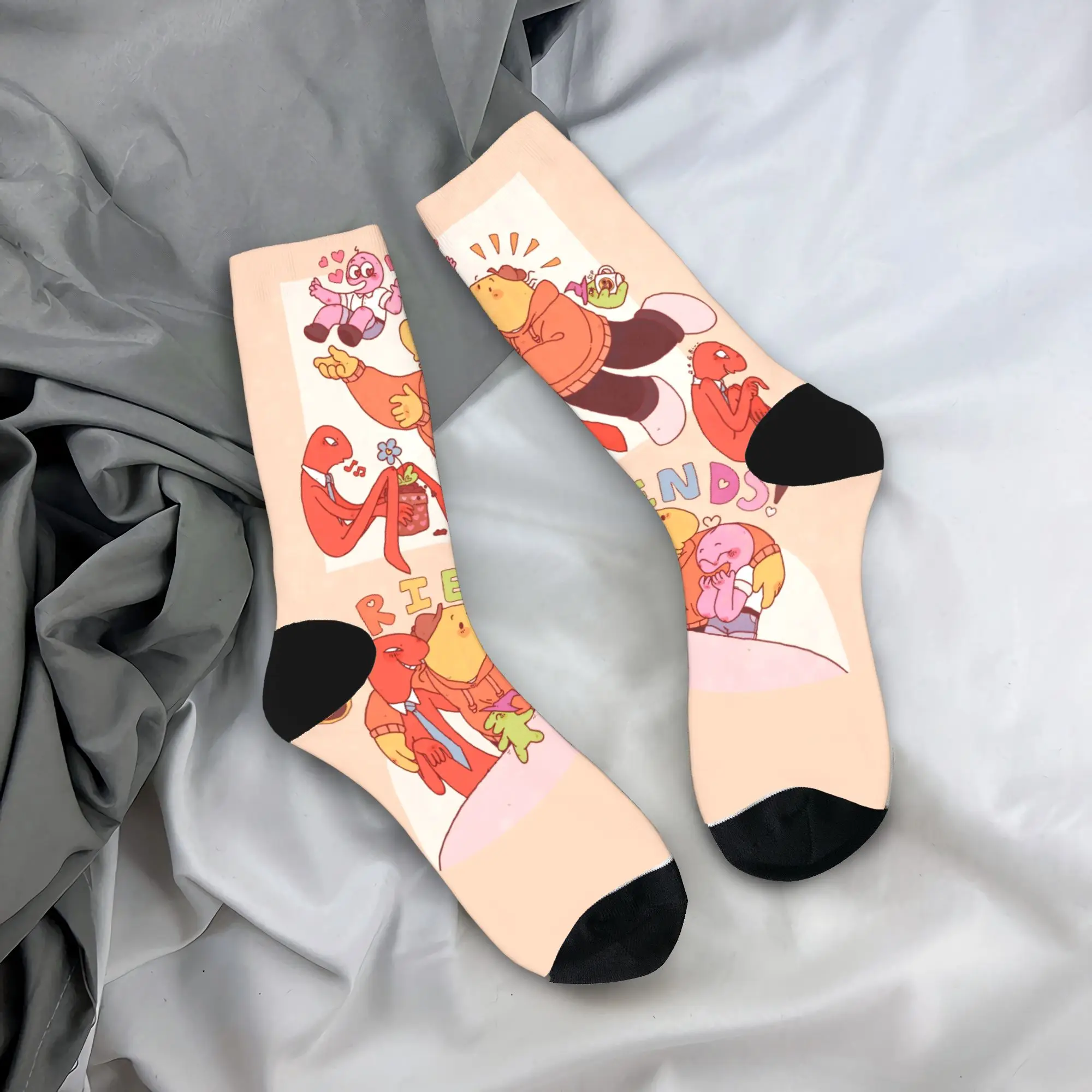 Cartoon S-Smiling Friends Socks  Trendy Stockings Couple Quality Cycling Socks Winter Pattern Non-Slip Socks