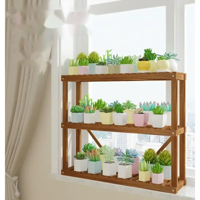 Pot Holder For Plants 2 Layers Window Seedling Shelf Succulent Flower Rack Indoor Furniture Storage stand Living Room Simple