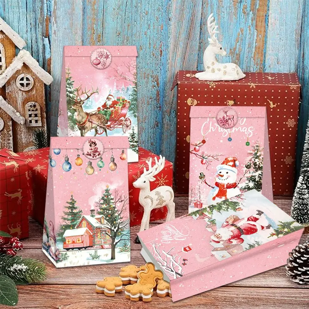 Snowflake Christmas Candy Gift Box Santa Claus Dust prevention Snack Packing Bag Snowman Paper Christmas Paper Packaging Bag