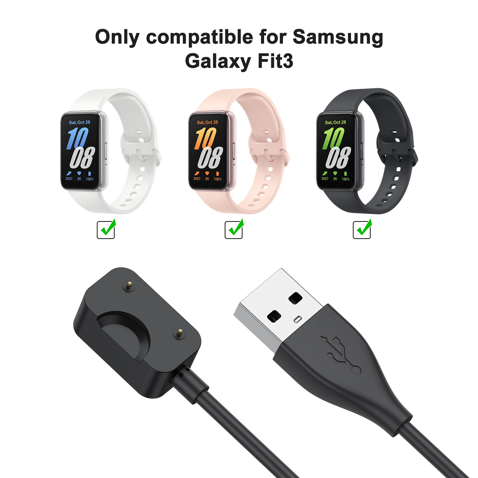 شاحن USB 100 سم لهاتف Samsung Galaxy Fit 3 محول كابل شحن مغناطيسي لملحقات الساعة الذكية Samsung Galaxy Fit 3