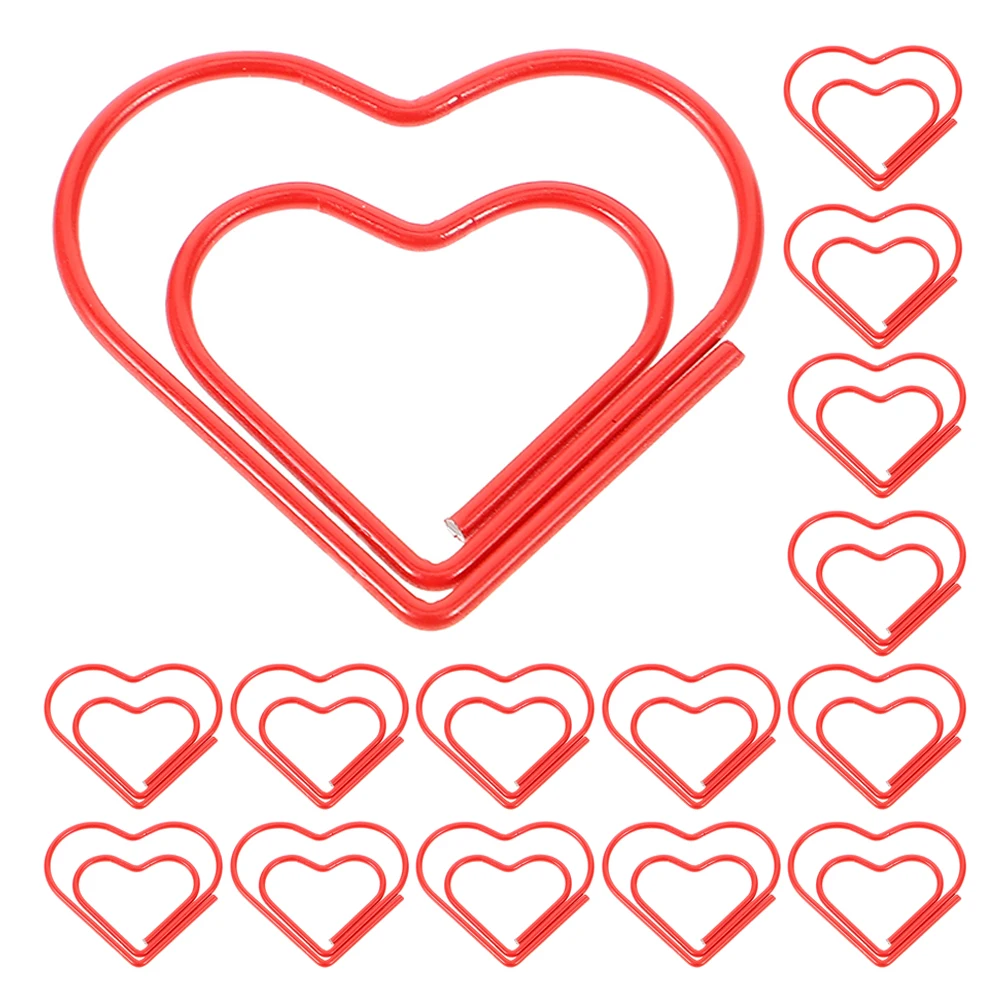 

80pcs Heart Shaped Paper Clips Cute Red Love Design Metal Office Supplies Non Slip Compact Lightweight