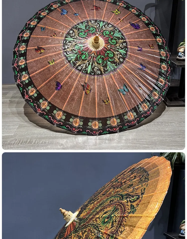 Chinese Style Oiled Paper Umbrella Handmade Traditional Rainproof and Sun Protection Antique Paper Umbrella