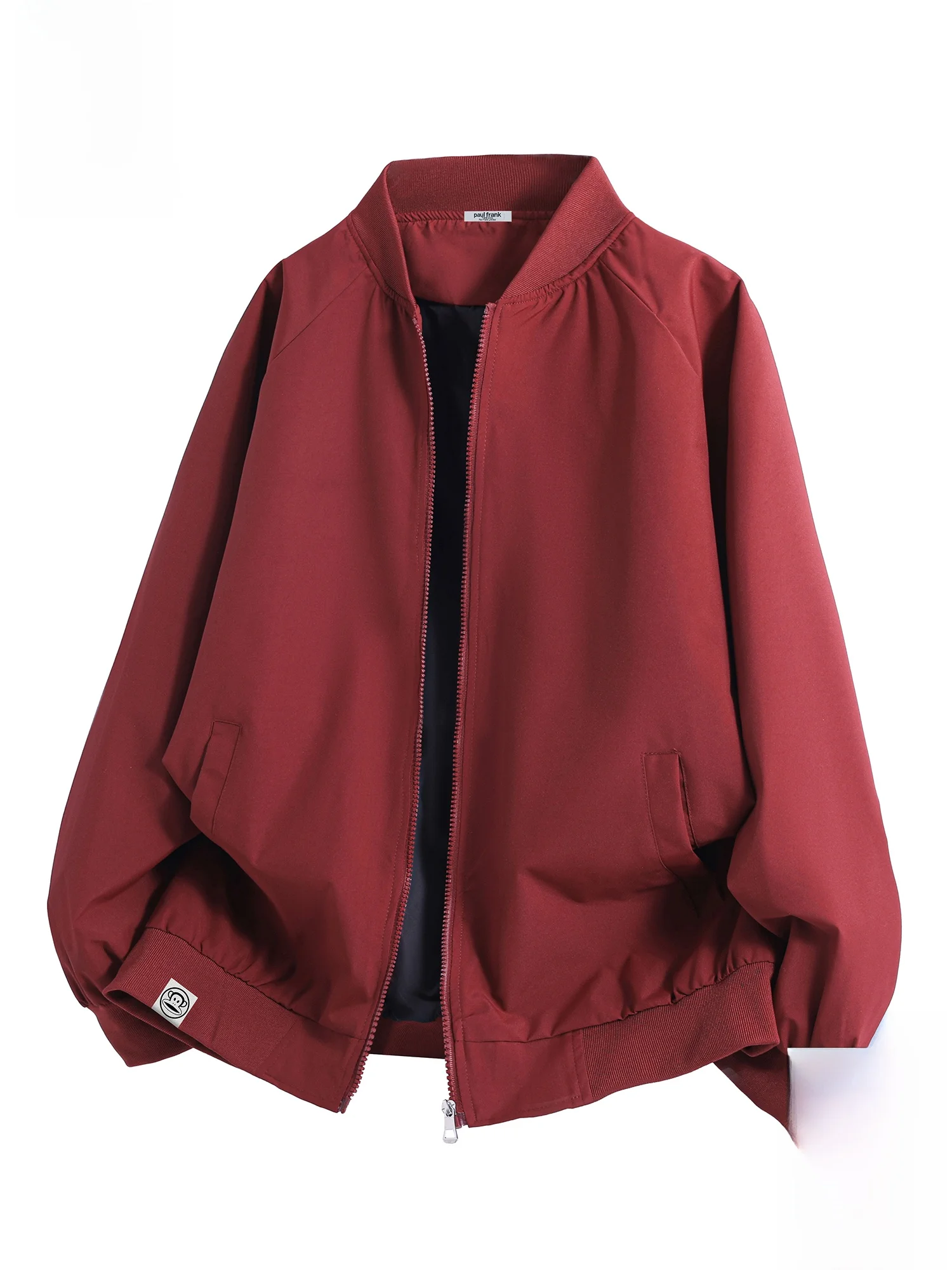 

Мужская повседневная рабочая куртка Paul Frank, красная, с воротником-бомбером и логотипом обезьяны, из полиэстера, коллекция Весна 2026