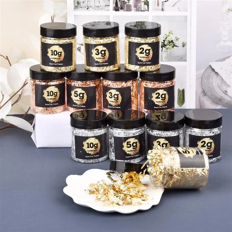 1box Gold Leaf Flakes Sequin Glitter Epoxy Resin Mold Filler DIY Resin Jewelry Nail Art Candle Making Decoration Gold Foil Paper