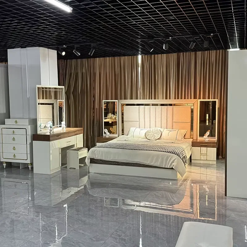 Modern Full Size Bed Frame Bedroom Furniture Set High Quality New Model Design Comfortable Sleeping Platform Bed for Home