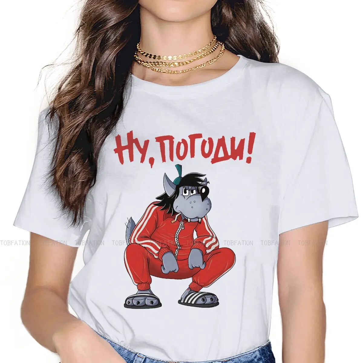 Funny Women Clothing Nu Pogodi Wolf Hare Russian Cartoon Graphic Female Tshirts Vintage Tops Tee Kawaii Girls Streetwear