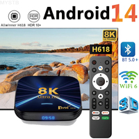 Smart Box TV Androidtv 2025 Player Android 14 8K 4K hdr10+ Dual wifi6 Bluetooth 5.0 Voice Remote TV98 H618 Smart TV Set Top Box