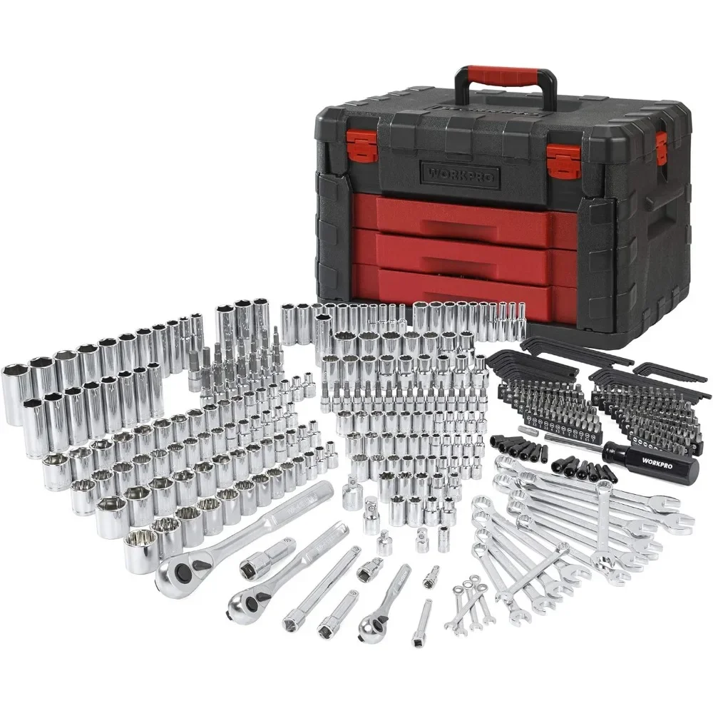 450-Piece Mechanics Tool Set, Universal Professional Tool Kit with Heavy Duty Case Box