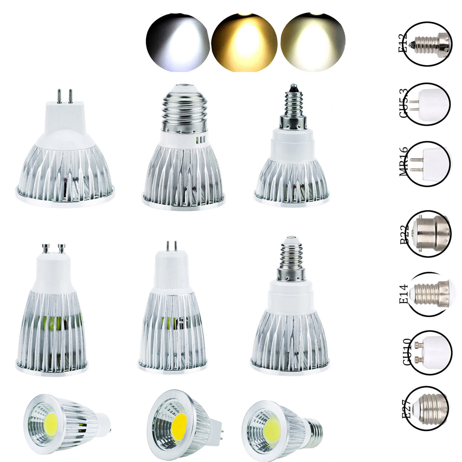 

Dimmable LED High Power Lampada LED spotlight GU10 E27 E14 led bulbs 6W 9W 12W Led Lamp light MR16 AC&DC 12V GU5.3 Home Lighting