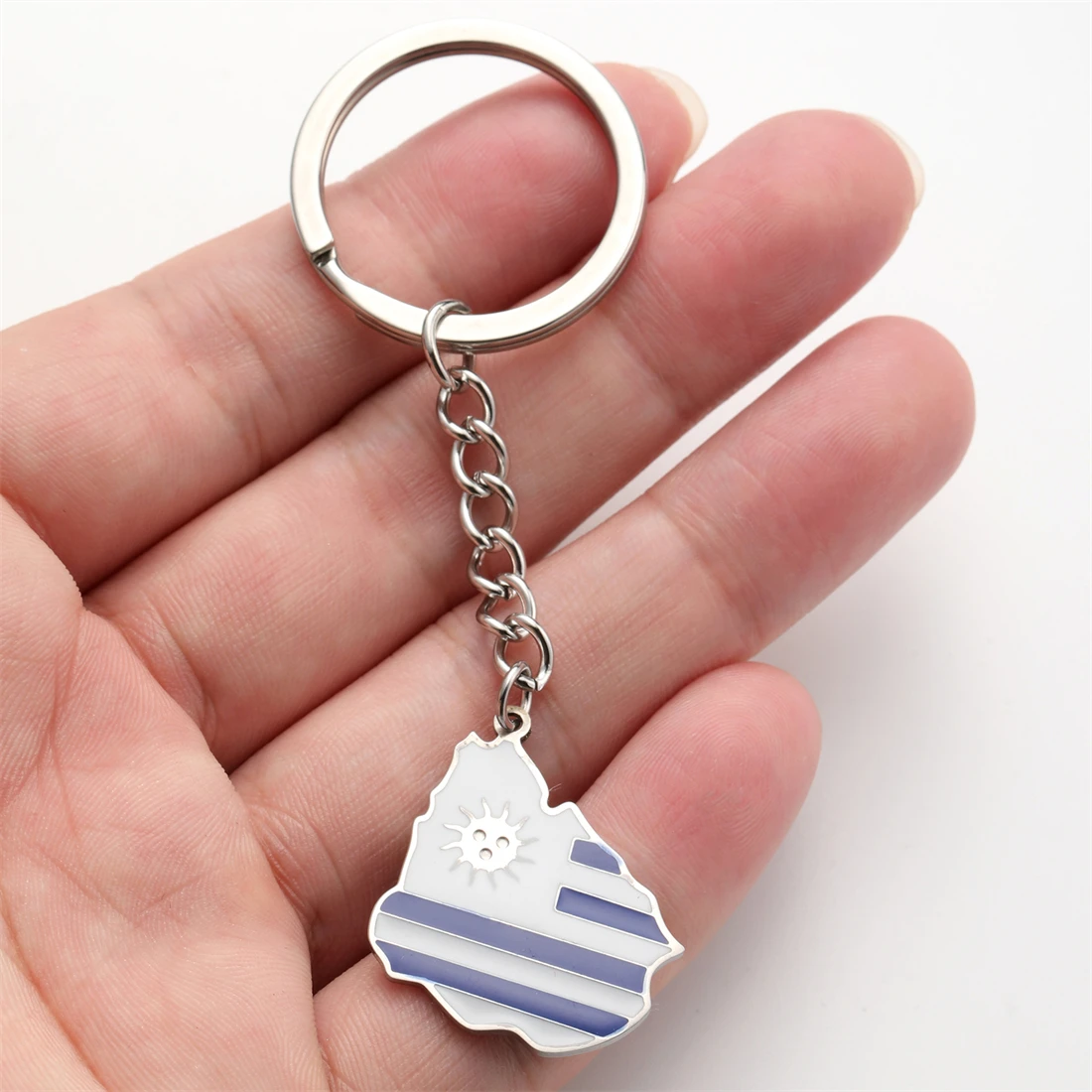 EUEAVAN المينا أوروغواي خريطة المفاتيح الفولاذ المقاوم للصدأ النساء الذهب الفضة اللون سحر أوروغوايا العلم كيرينغ مجوهرات وطنية هدايا #5