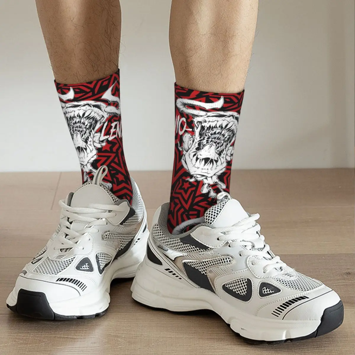 Crazy compression Thrash Metal Sock for Men Vintage Vio Lence Seamless Pattern Crew Sock Casual