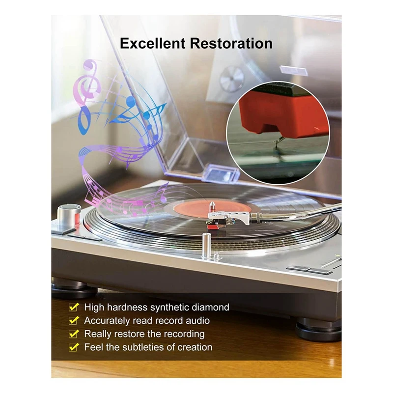 Record Player Needle Diamond ATN95E Replacement Stylus For AT-LP120-USB & Various AT-Model Turntables Durable Easy To Use Red