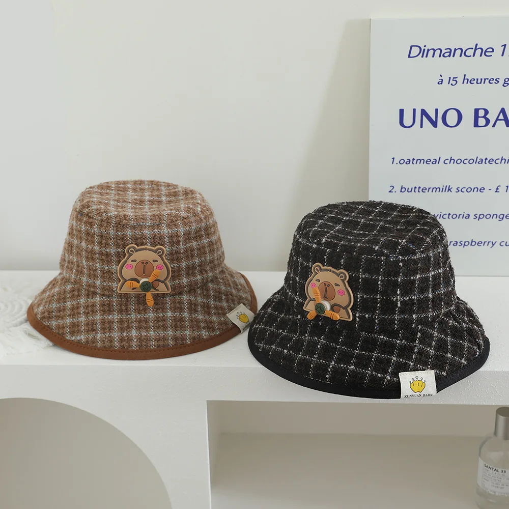 

Children's fisherman hat autumn and winter boys and girls wool bucket hat autumn outdoor versatile warm basin hat
