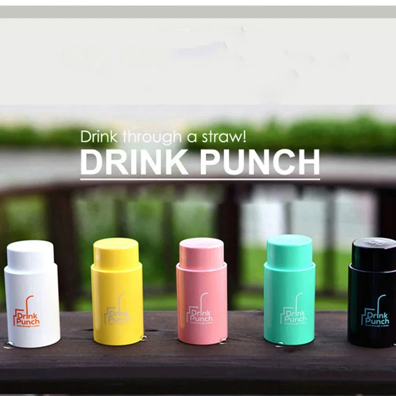 1Pc Mini Bottle Opener Drink Through Straw Drink Punch Water Bottle Cap Hole Maker Juice Beverage Lid Hole Opener For Straws