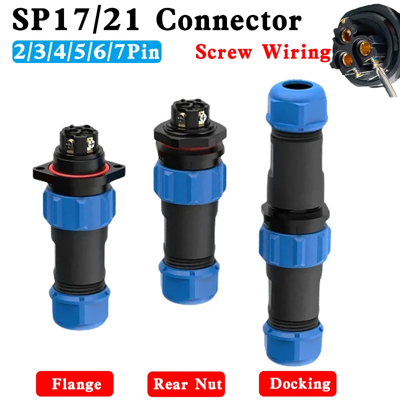 5/10/100 Sets SL21 Waterproof IP68 SP16 SP17 SP20 SP21 Screw Wiring Connector Solderless Industrial Plug 2P 3P 4P 5P 6P 7Pin