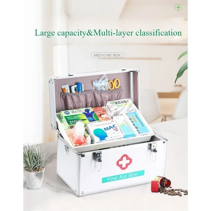 Convenient Home Medicine Box for Drug Storage Home Emergency Aluminum Alloy Multi-purpose Layered Design Medicine Box