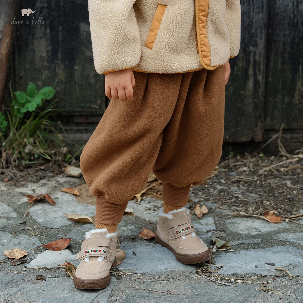 

Dave Bella Children Pants Autumn Winter Girls Boys Brown Thick Pants Polar Fleece Trousers Outerwear Children Clothing DB4254222