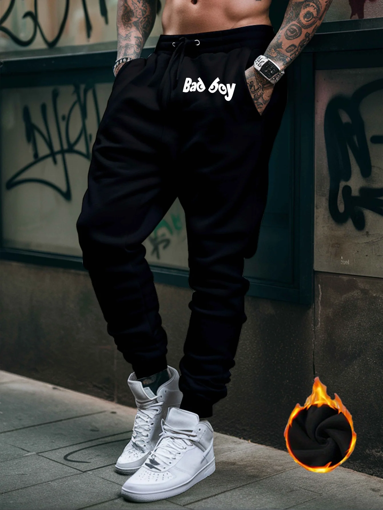 Hippopstyled Bad Boy Street Slogan Font Graphic Print Relaxed Sweatpants Men Hip Hop Sports Casual Jogger Pants Modern Cut