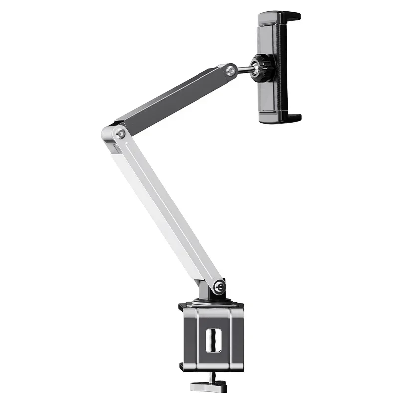 Eary Phone Holder Tablet Stand Mount For Desktop Bedside Three-Stage Telescopic Foldable Rotatable With Metal Clamp Lazy Bracket