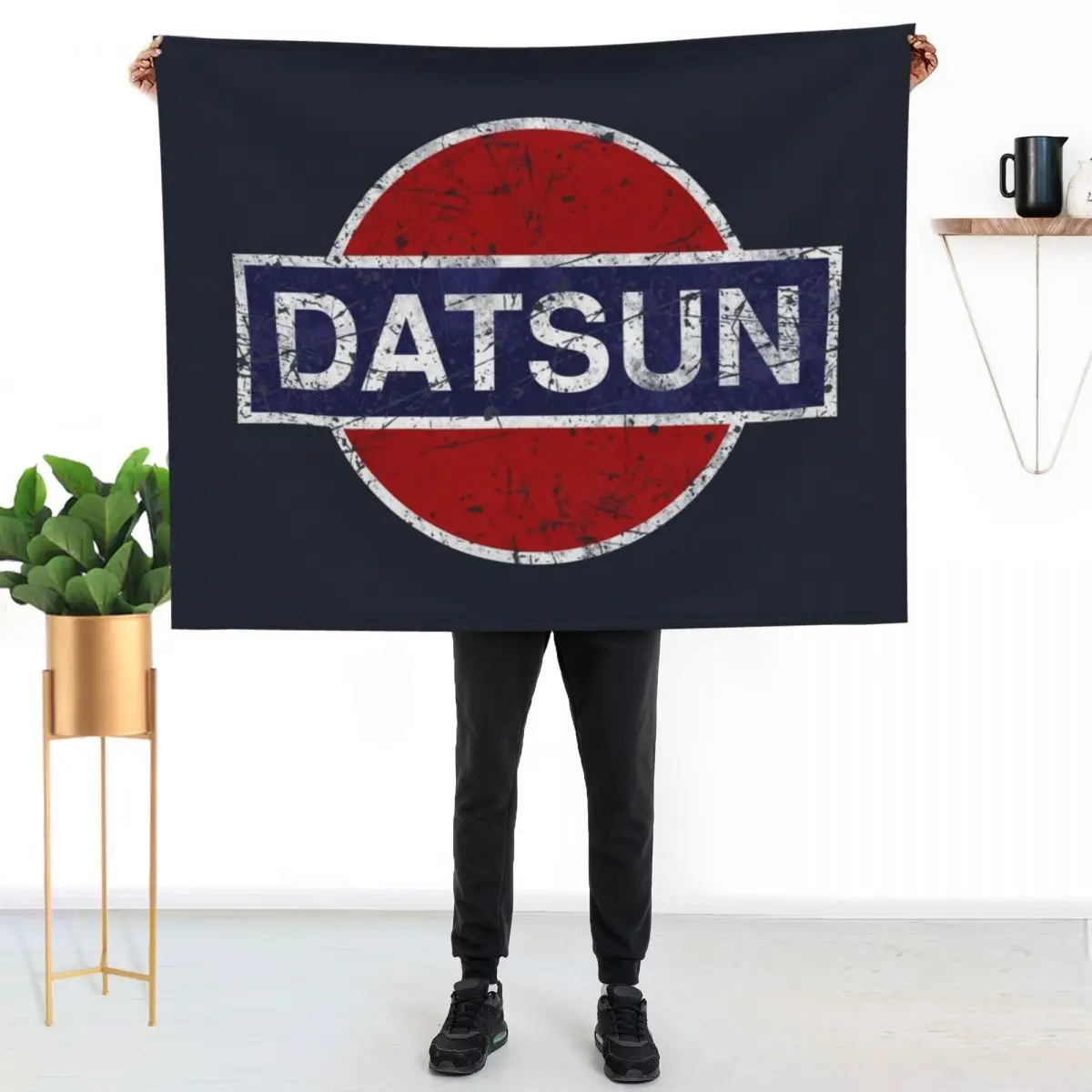 

Datsun Vintage Car Throw Blanket Multi Use Warm Blanket for Living Room Bedroom