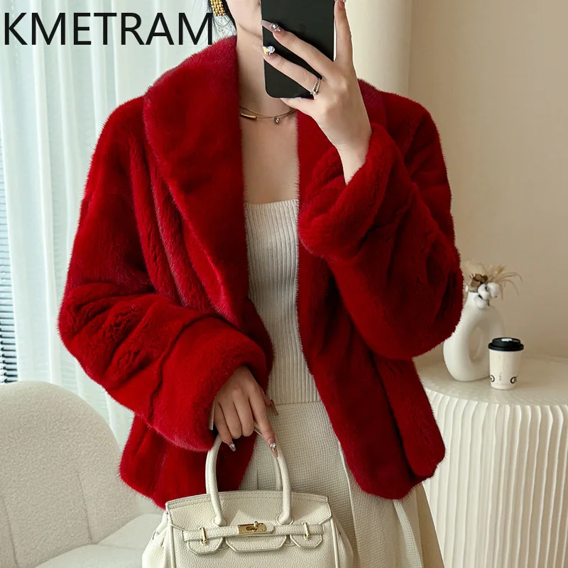 Natural Mink Fur Coat Woman Luxury Red Short Real Fur Jacket High Quality Winter Women Clothing Furry Jackets 2025 шуба женская
