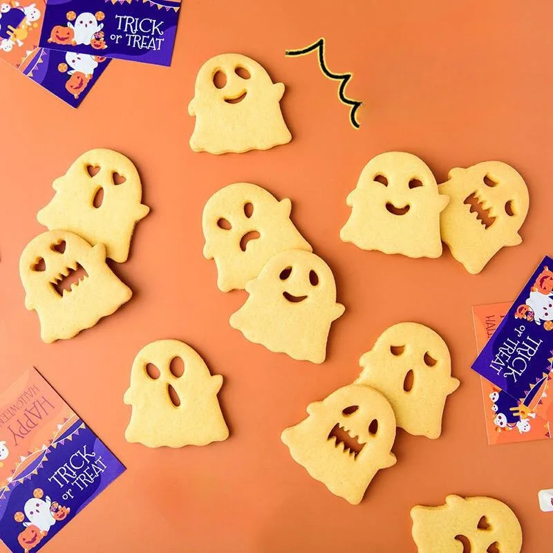 9Pcs/Set Halloween Ghost Cookie Cutter Cartoon Cute Ghost Expression Fondant Frosting Biscuit Molds Cake Decoration Baking Tools