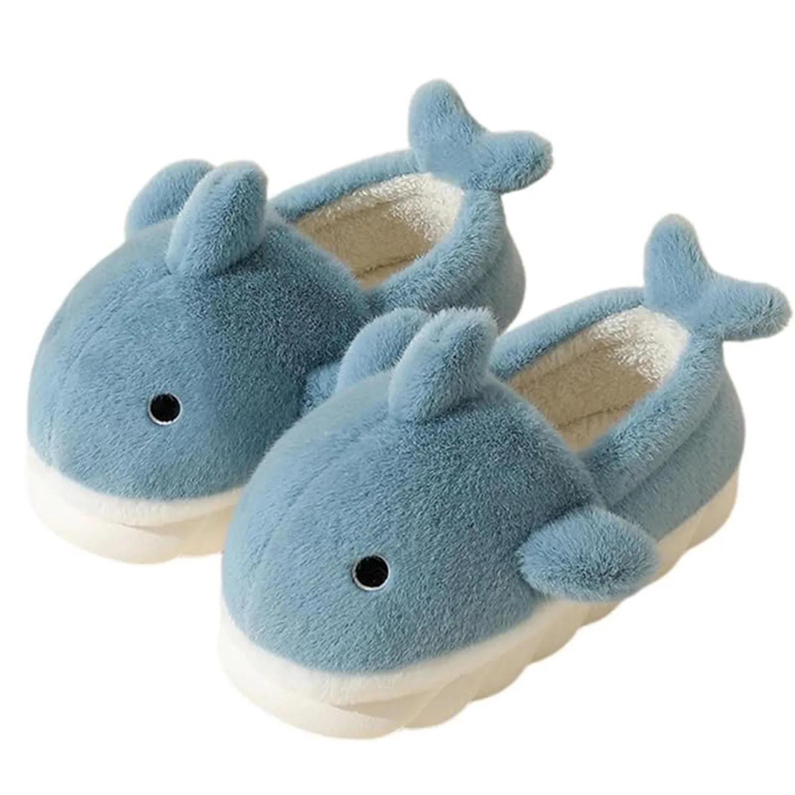 Cute Whale Cotton Slippers for Women in Winter Indoor Home Furnishings for Men in Winter Cartoon Hairy Slippers