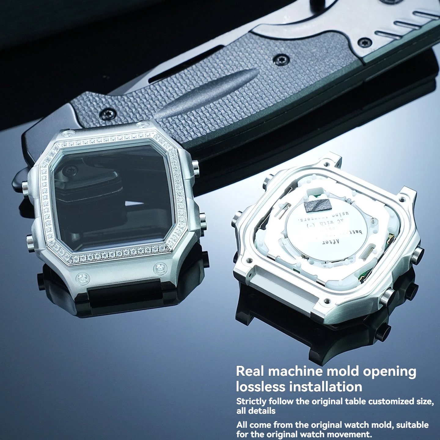 For Casio AE1200 AE-1300 Full Metal Mod Kit | 304 Stainless Steel watch Case + Diamond Bezel & Glass | AE-1200WH Upgrade