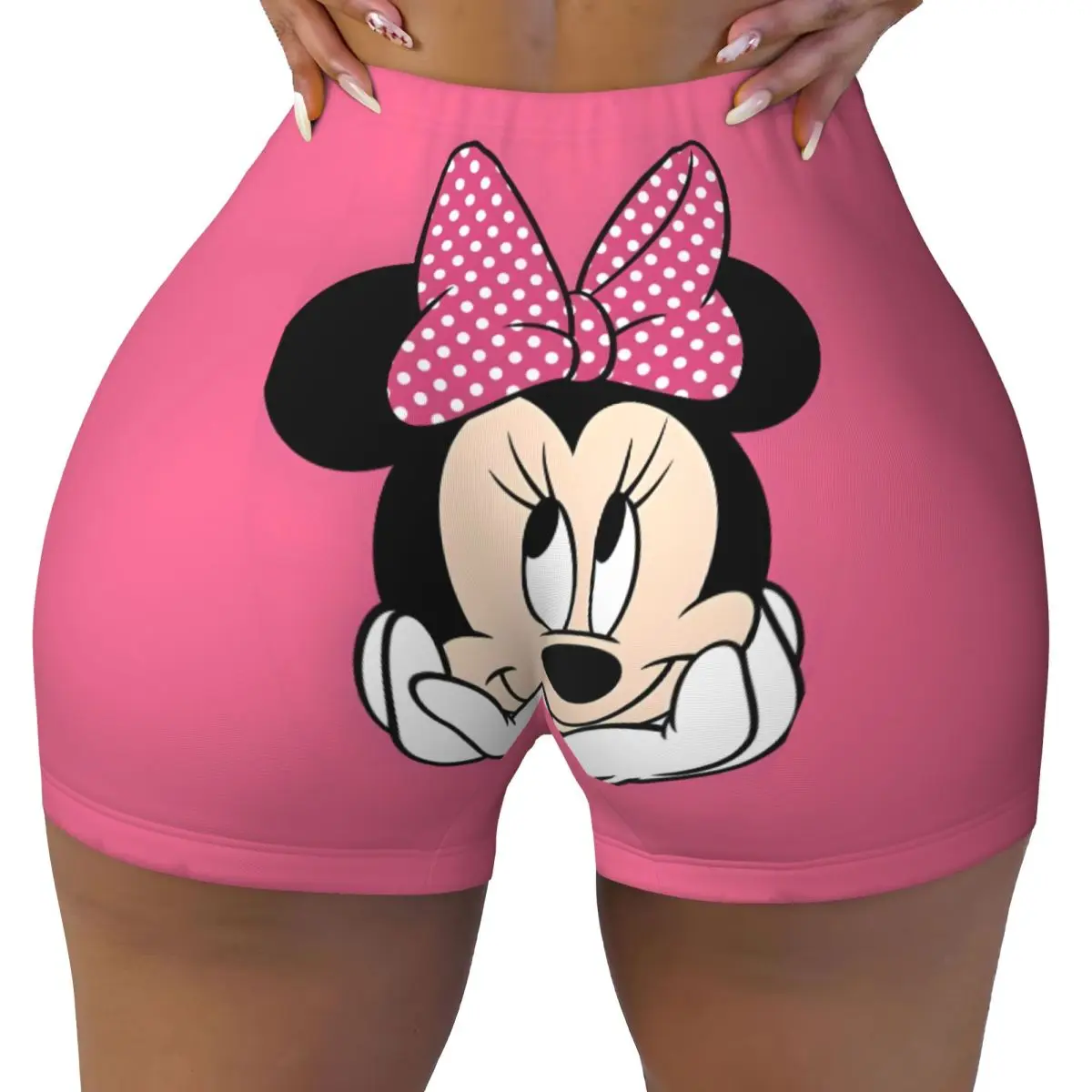 

Пользовательские Минни аниме Микки Маус мультфильм тренажерный зал волейбол байкерские шорты женские шорты для йоги для тренировок