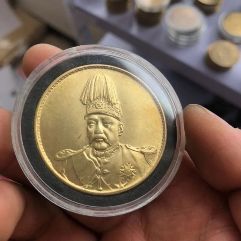 

Антикварная национальная коллекция золотых монет Yuan Datou Yuan Shikai, высокая шляпа, золотая монета с летающим драконом, специальное предложение