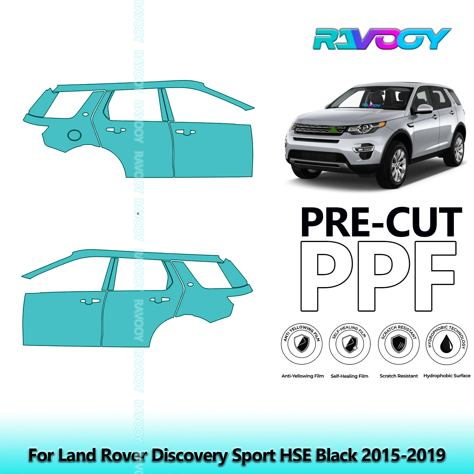 

For Land Rover Discovery Sport HSE Black 2015-2019 8.5mil Pre-Cut PPF Door & A/B Pillar Kit TPU Paint Protection Film Set