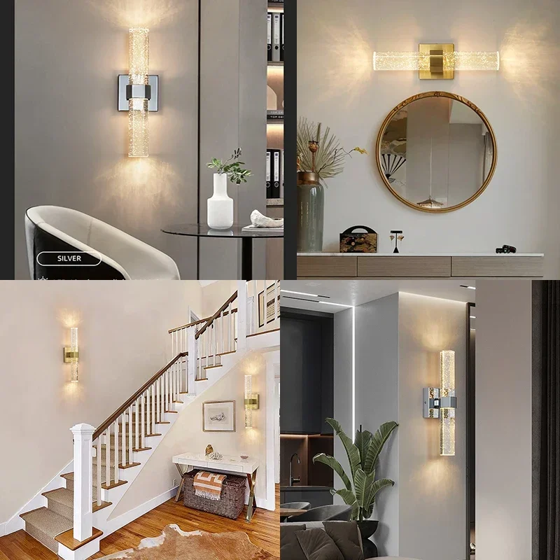 ฟองคริสตัลโคมไฟโมเดิร์นไฟ LED GOLD Indoor Wall Sconces ห้องนั่งเล่นพื้นหลังทีวีห้องนอนทางเดินตกแต่งบ้าน Luster